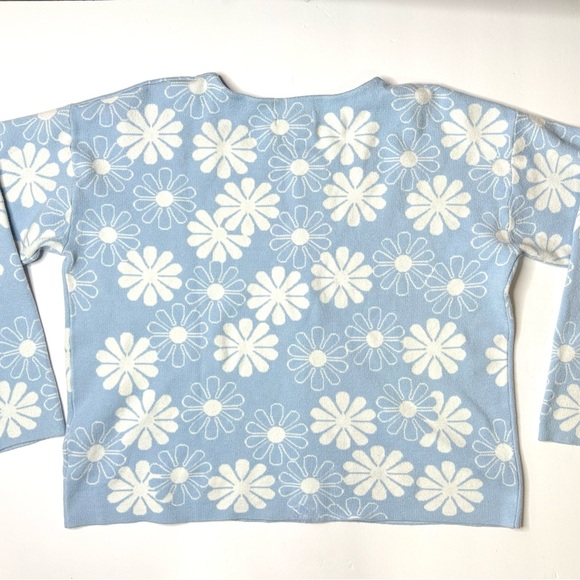 Rachel Zoe Blue and White Floral Long Sleeve Sweater Size XL - Picture 1 of 5